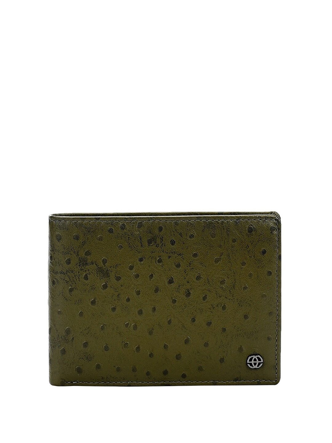 

Eske Men Abstract Printed Leather Two Fold Wallet, Green