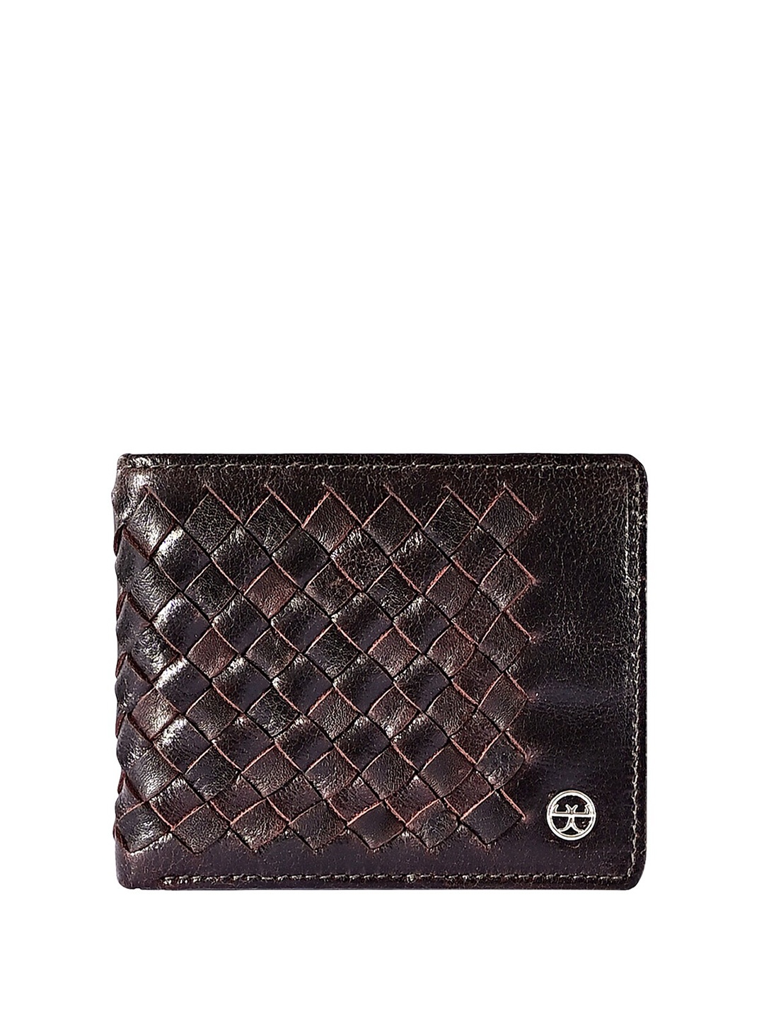 

Eske Men Textured RFID Leather Two Fold Wallet, Brown