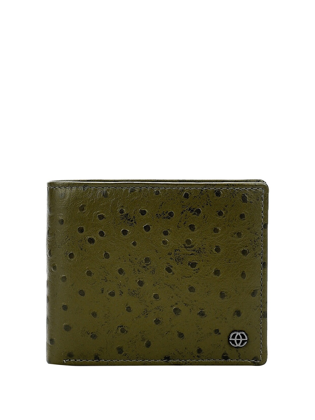 

Eske Men Textured Leather Two Fold Wallet, Green