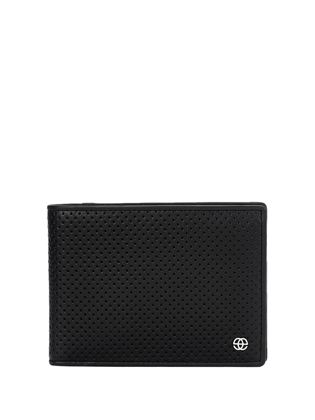 

Eske Geometric Textured RFID Leather Two Fold Wallet, Black
