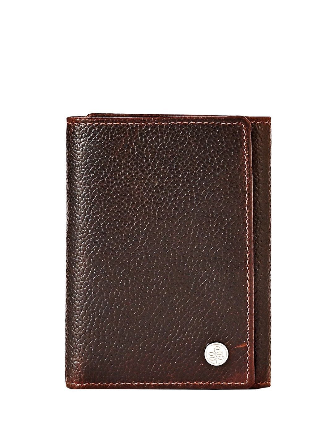 

Eske Men Textured Brand Logo RFID Leather Three Fold Wallet, Brown