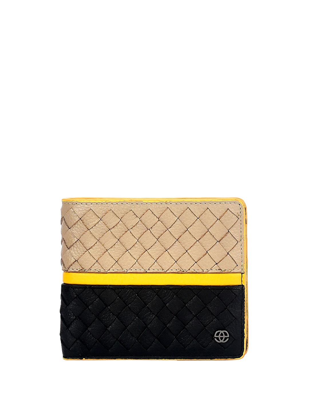 

Eske Men Colorblocked Leather Two Fold Wallet, Beige