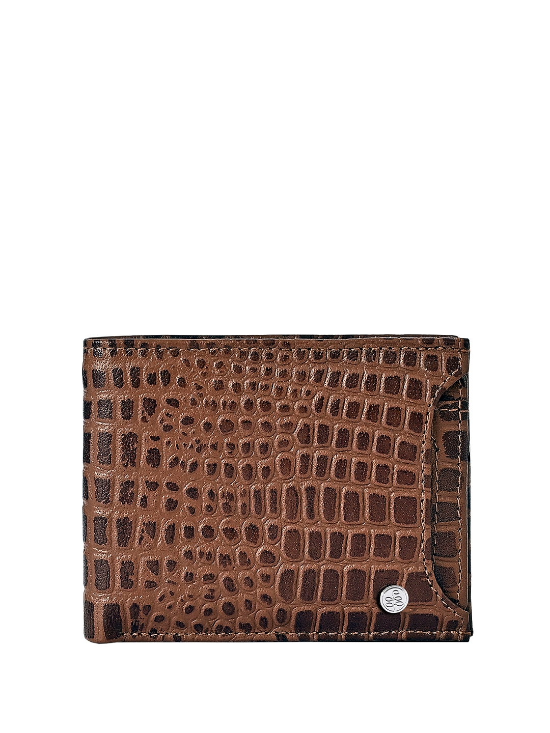 

Eske Men Abstract Textured RFID Leather Two Fold Wallet, Tan