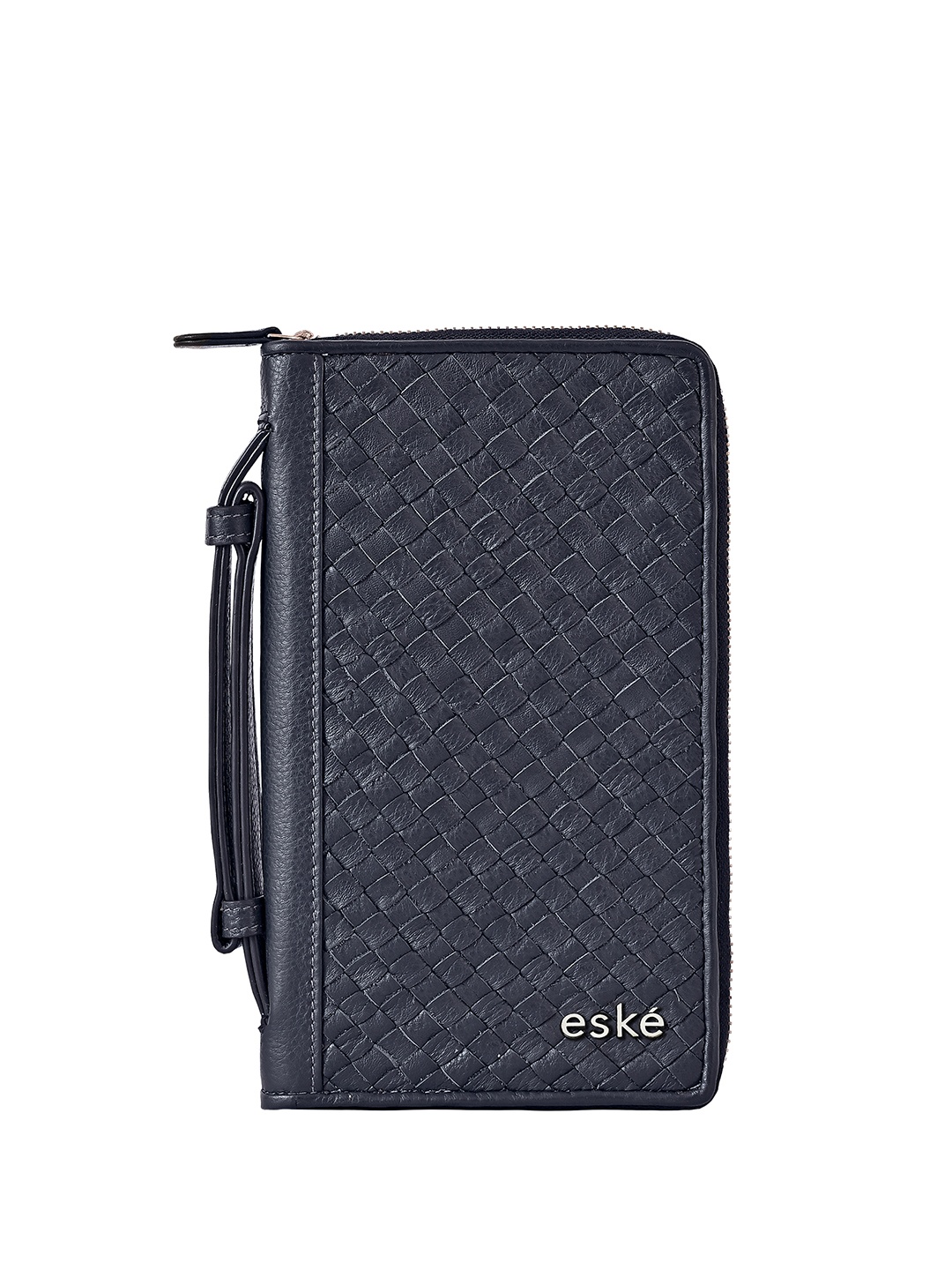 

Eske Textured Woven Design Leather Passport Holder, Navy blue