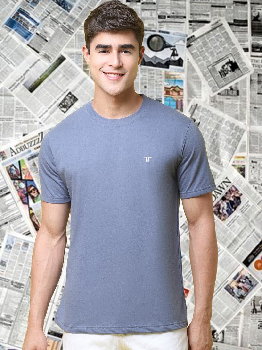 

Tee Projekt Round Neck Cotton T-Shirt, Blue