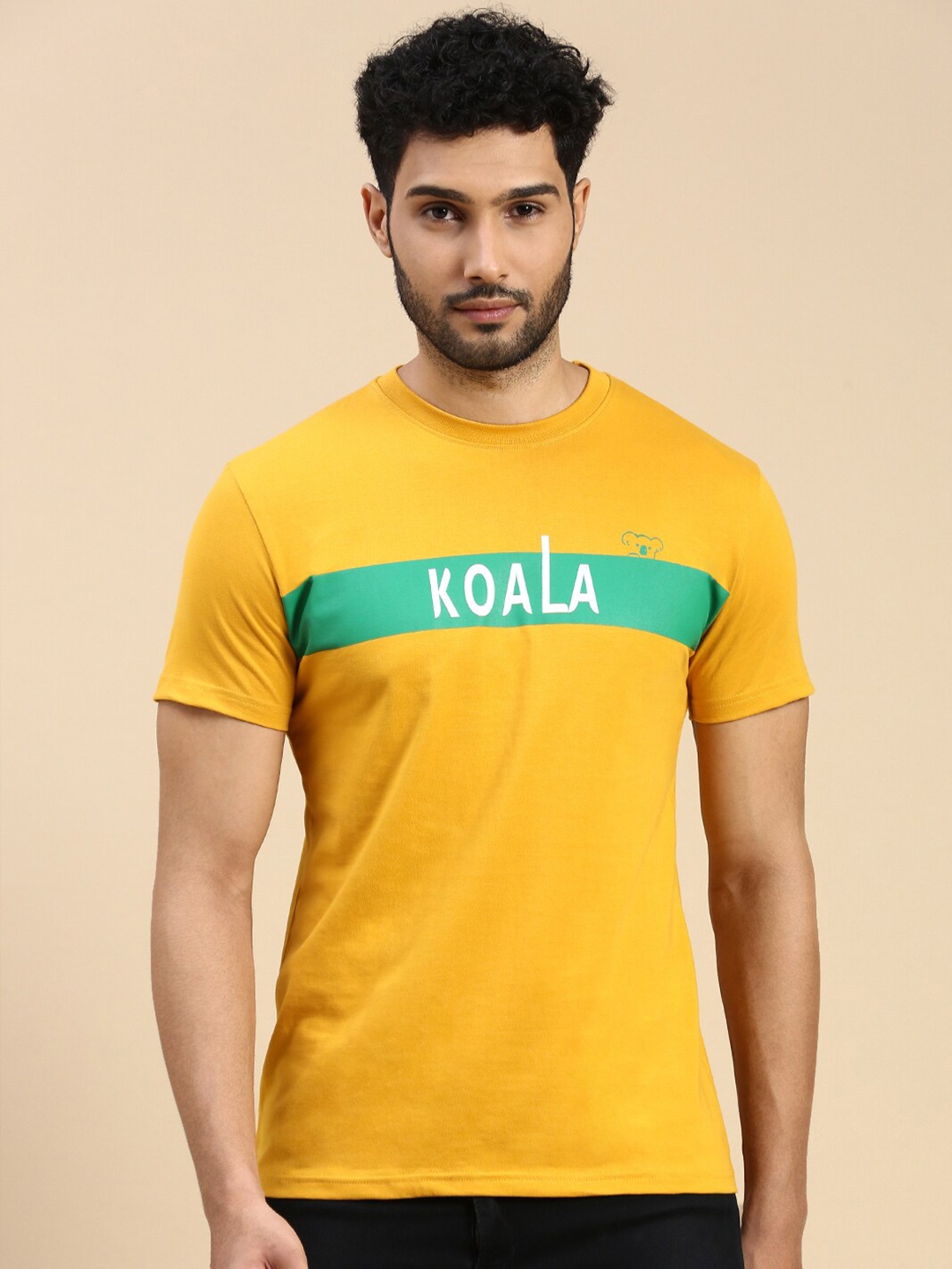 

House of Koala Unisex Typography Printed Pure Cotton T-shirt, Yellow