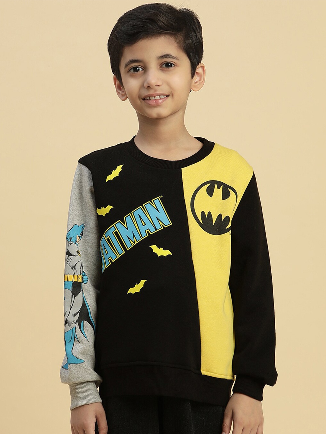 

Kids Ville Boys Batman Printed Pullover Sweatshirt, Black