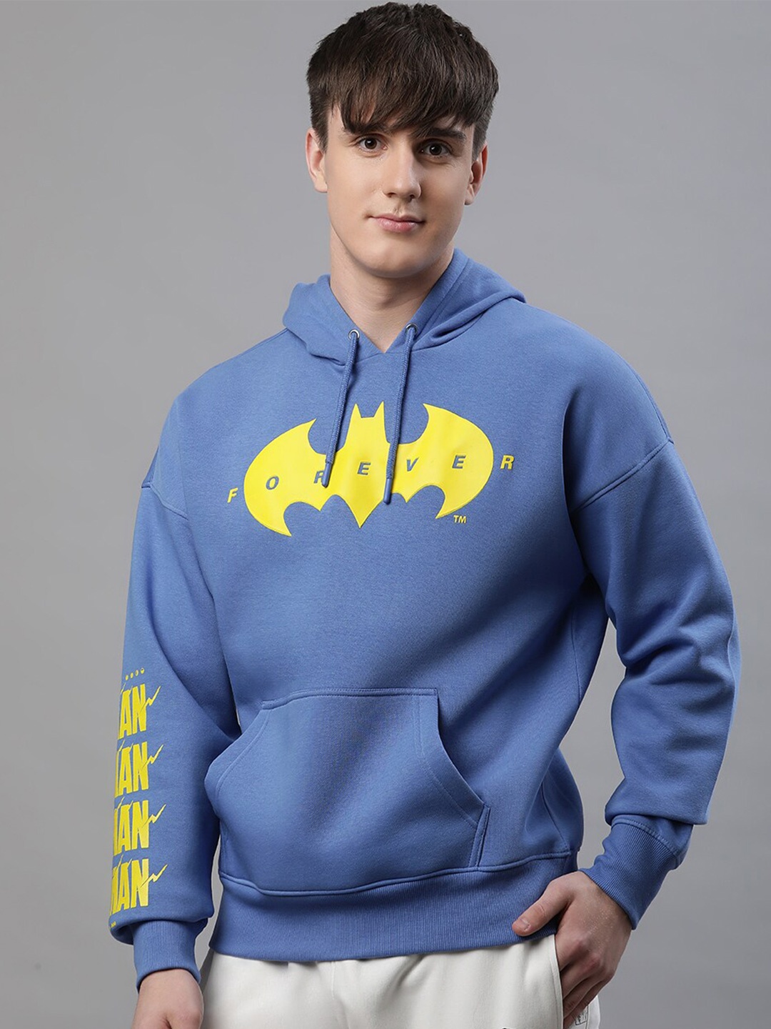 

Free Authority Batman Batman Printed Hooded Loose fit Pullover Sweatshirts, Blue