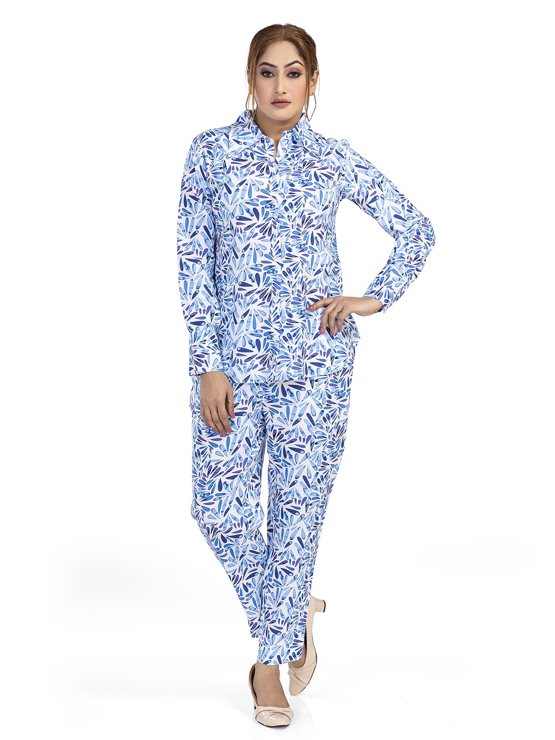 

Nino Bambino Printed Shirt With Trousers, White