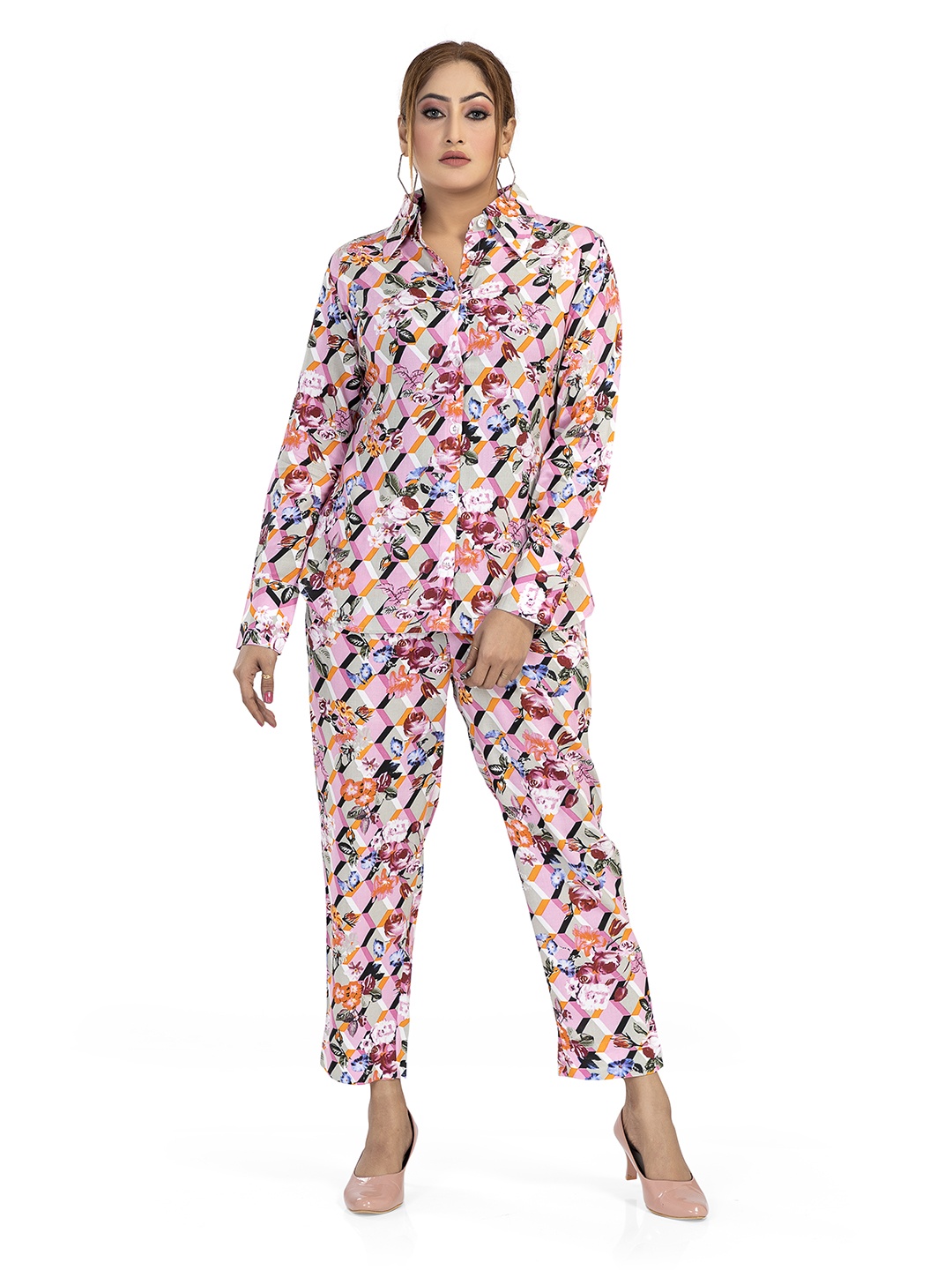 

Nino Bambino Printed Shirt With Trousers, White