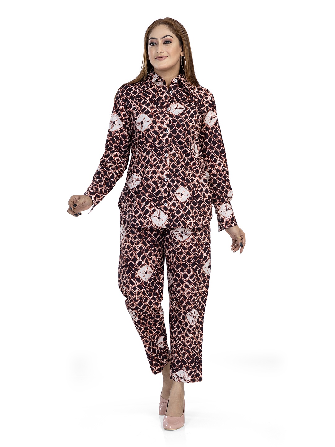 

Nino Bambino Abstract Printed Shirt With Trousers, Brown
