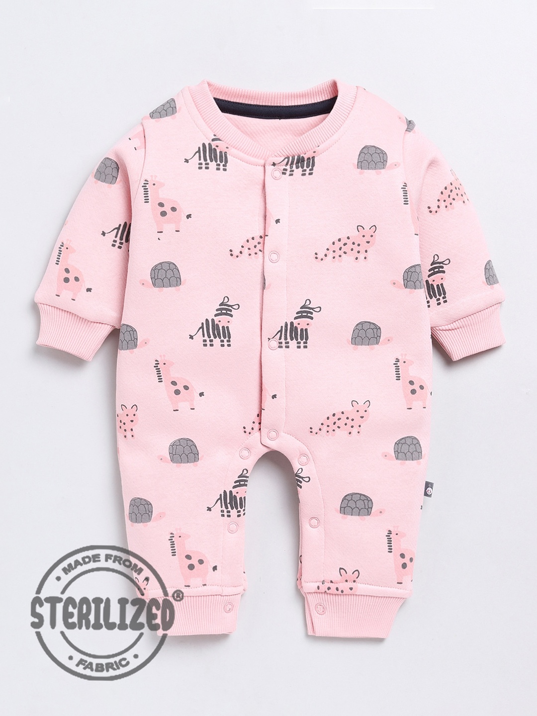 

Moms Love Infants Boys Printed Cotton Round Neck Rompers, Rose