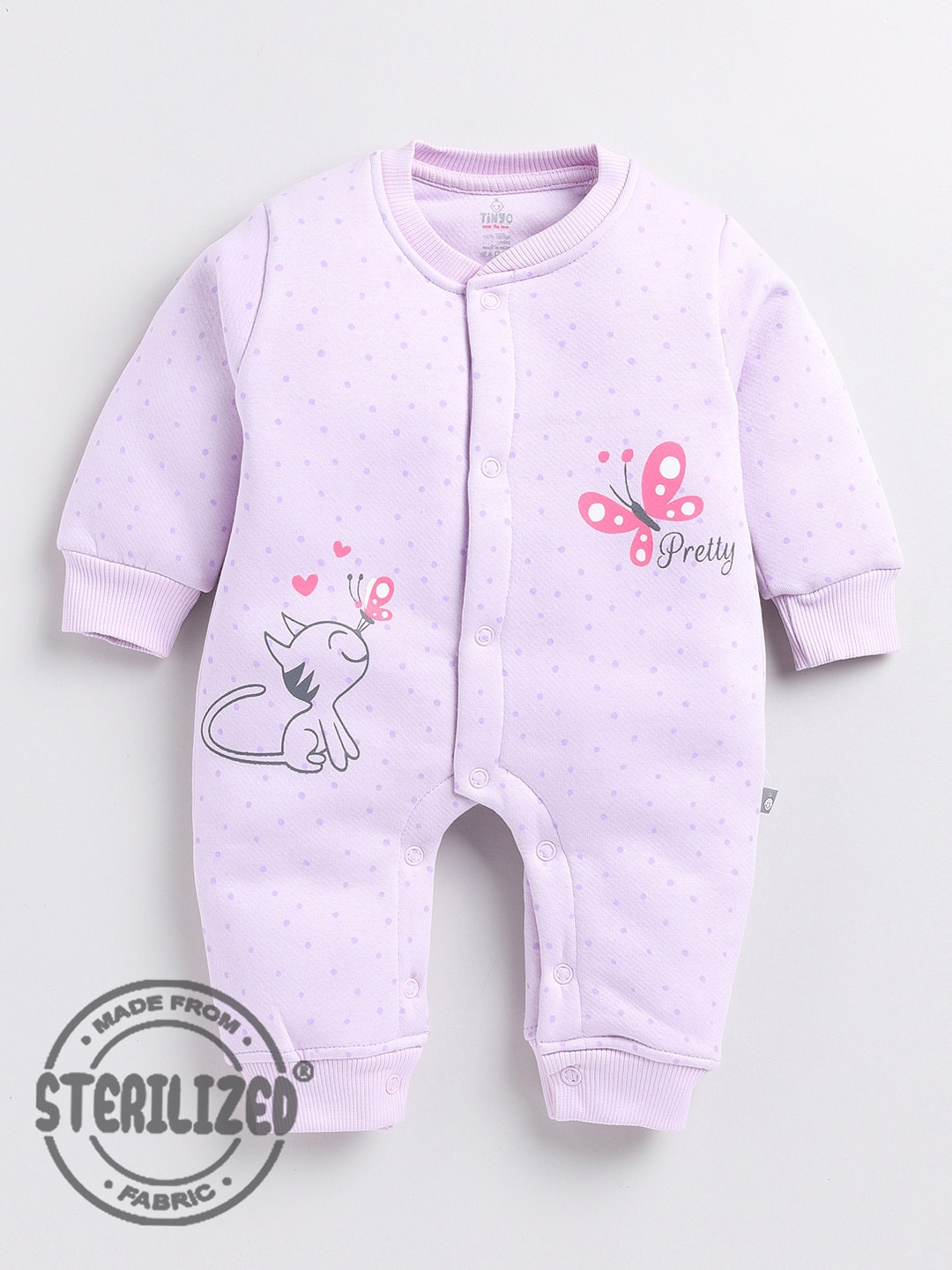 

Moms Love Infants Girls Printed Cotton Romper, Lavender
