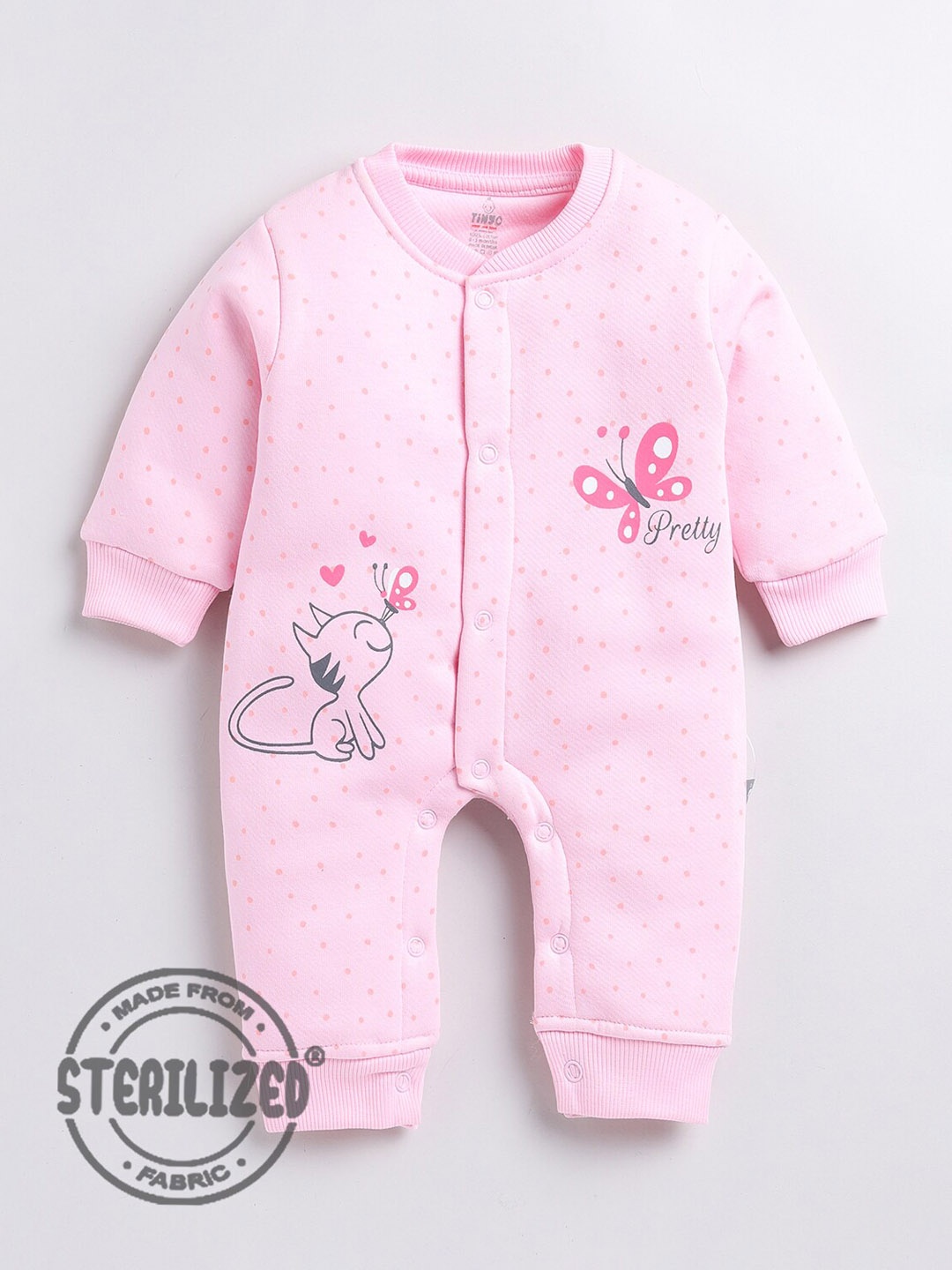 

Moms Love Infants Girls Printed Cotton Romper, Pink