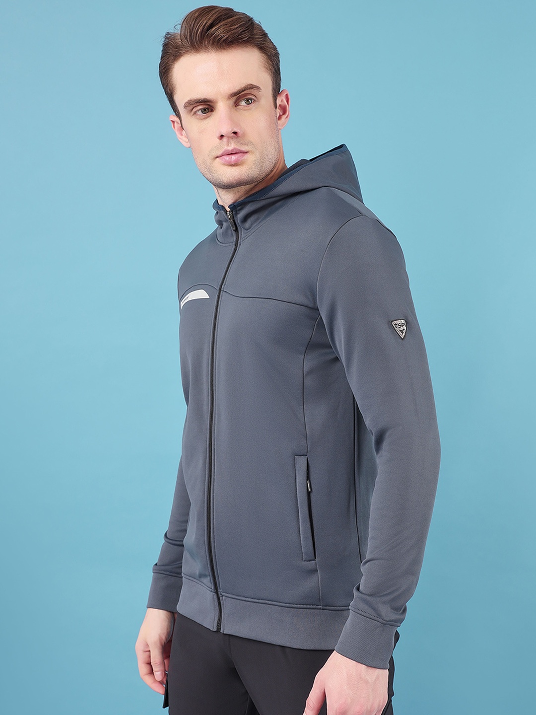 

Technosport Lightweight Hooded Antimicrobial Sporty Jacket, Charcoal