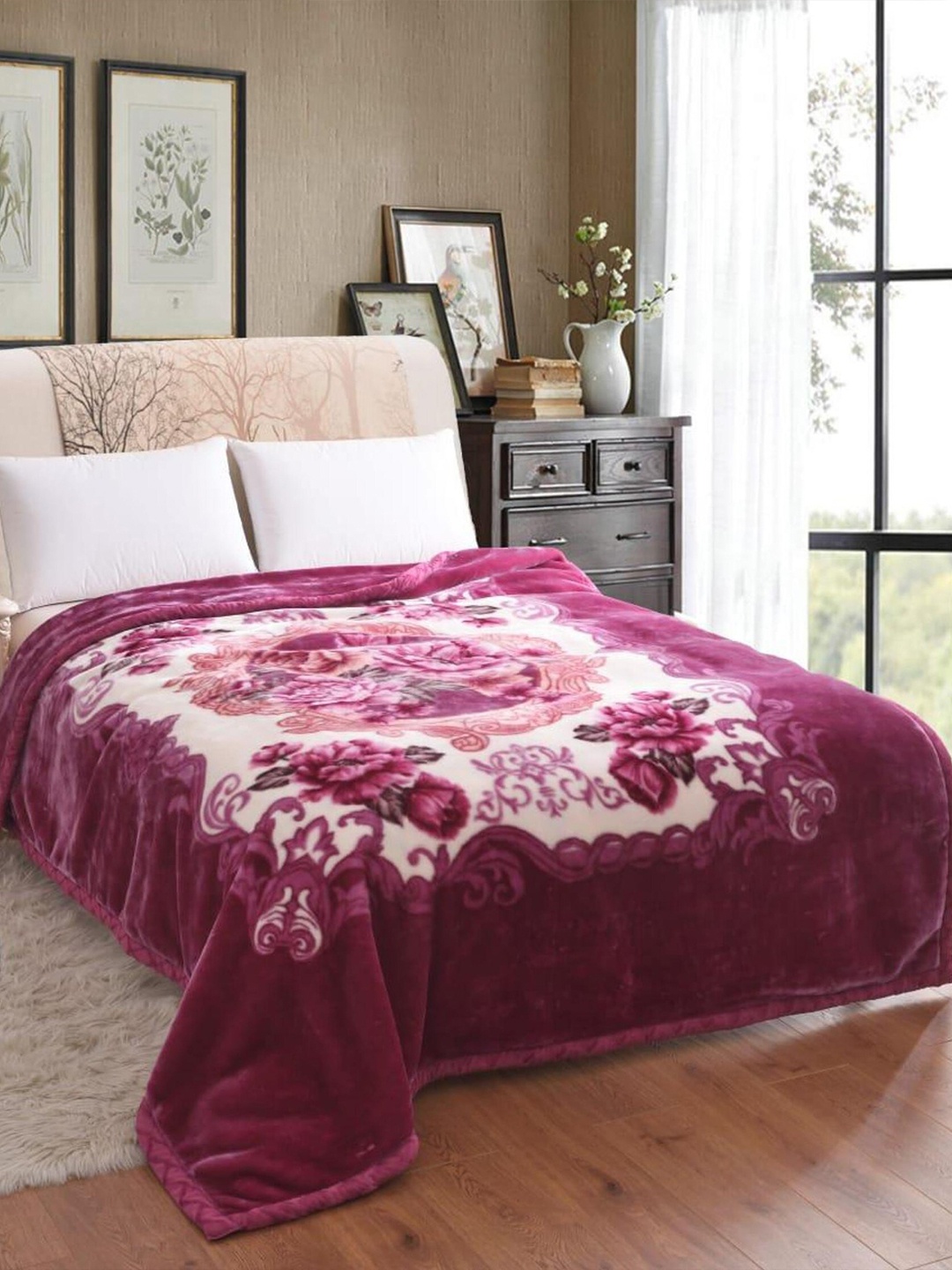 

Signature The Club Collection Purple Floral Heavy Winter Double Bed Blanket