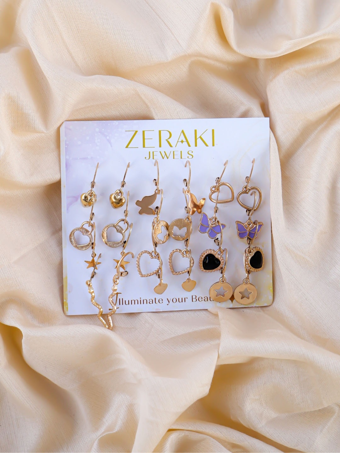 

Zeraki Jewels Set Of 30 Copper-Plated Stone Studded Hoop Earrings