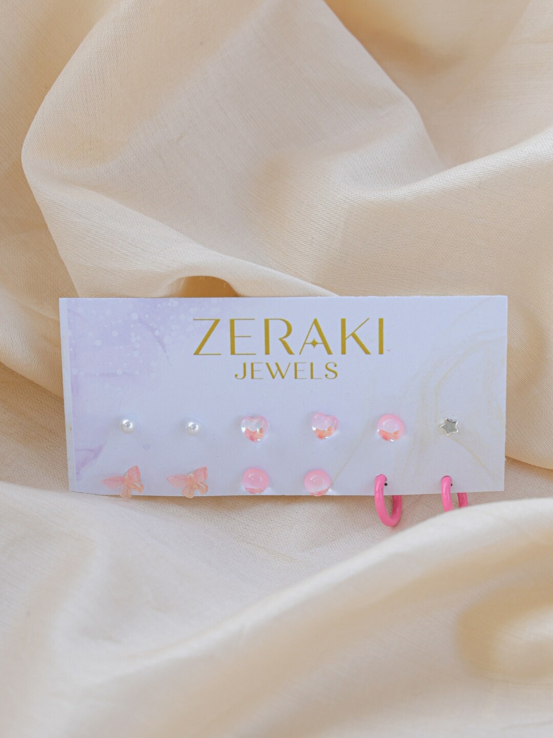 

Zeraki Jewels Set Of 6 Gold-Plated Cubic Zirconia Studs Earrings