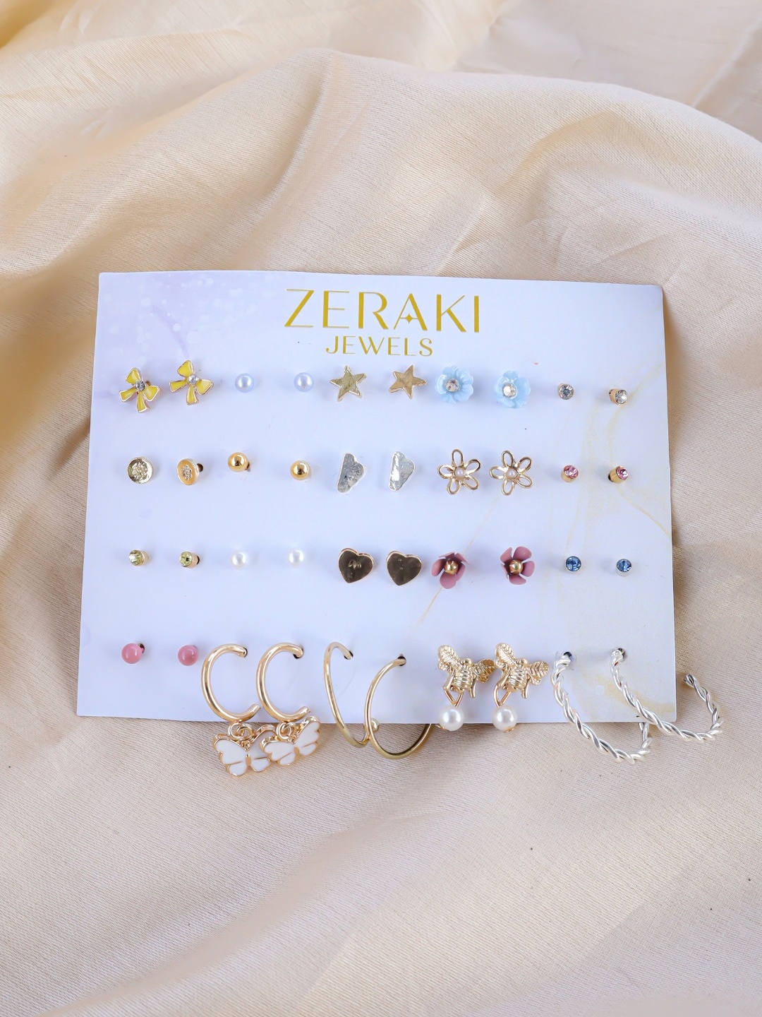 

Zeraki Jewels Set Of 6 Rose Gold-Plated Studs Earrings