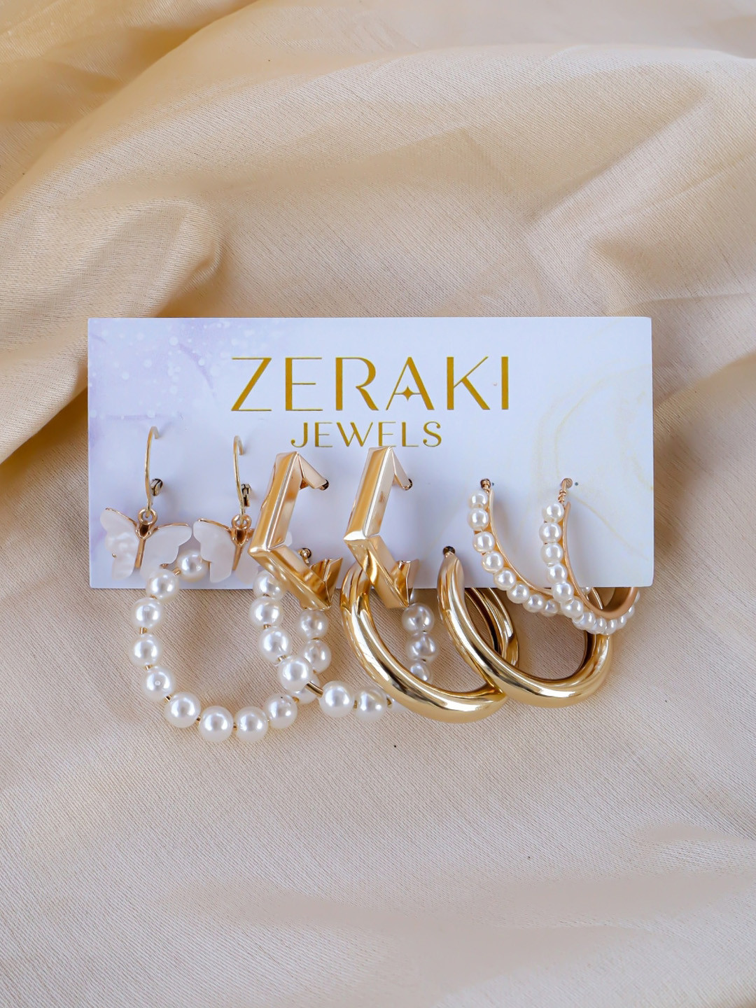 

Zeraki Jewels Set Of 6 Gold-Plated Cubic Zirconia Hoop Earrings