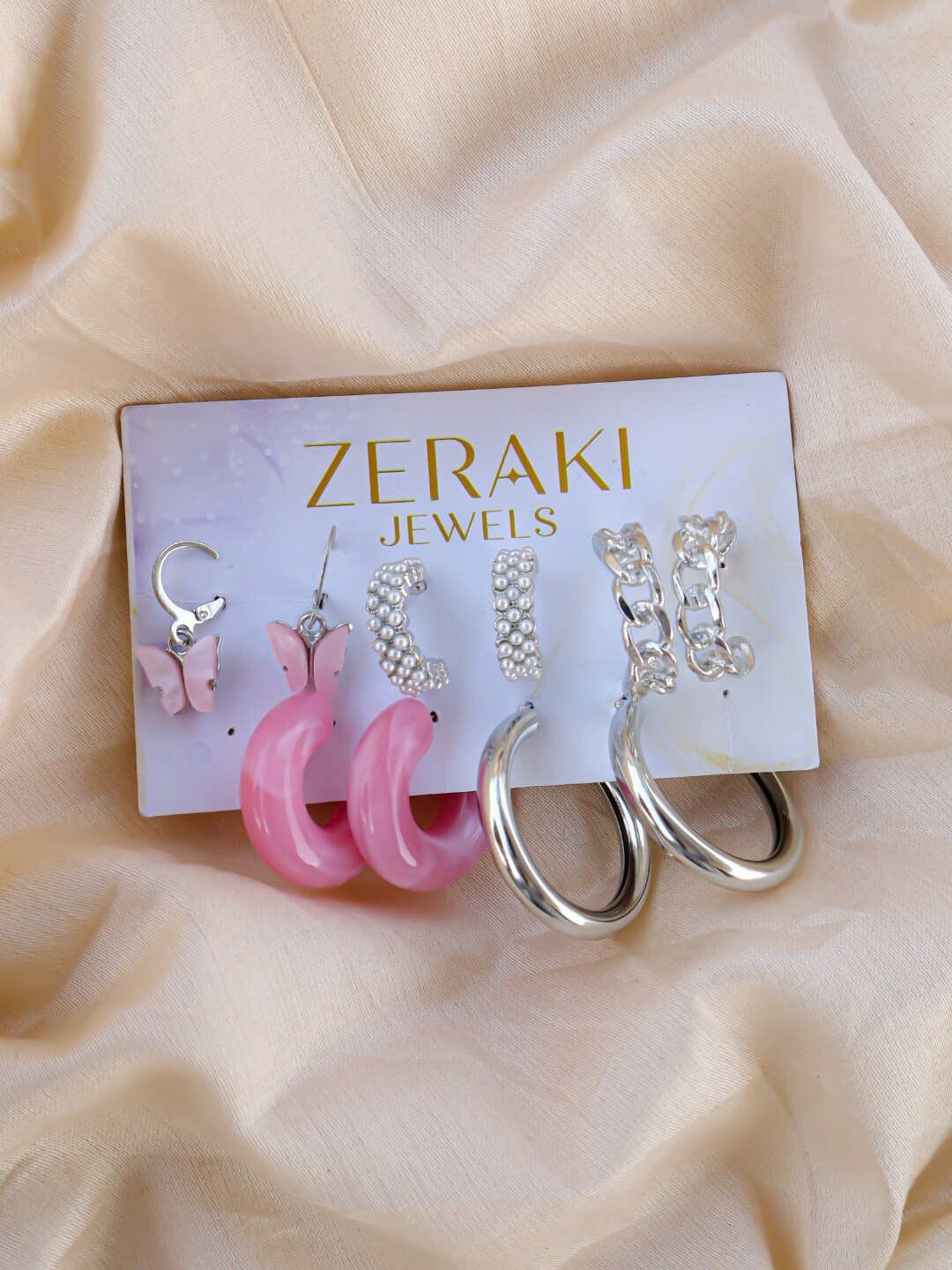 

Zeraki Jewels Set Of 5 Silver-Plated Circular Cubic Zirconia Hoop Earrings