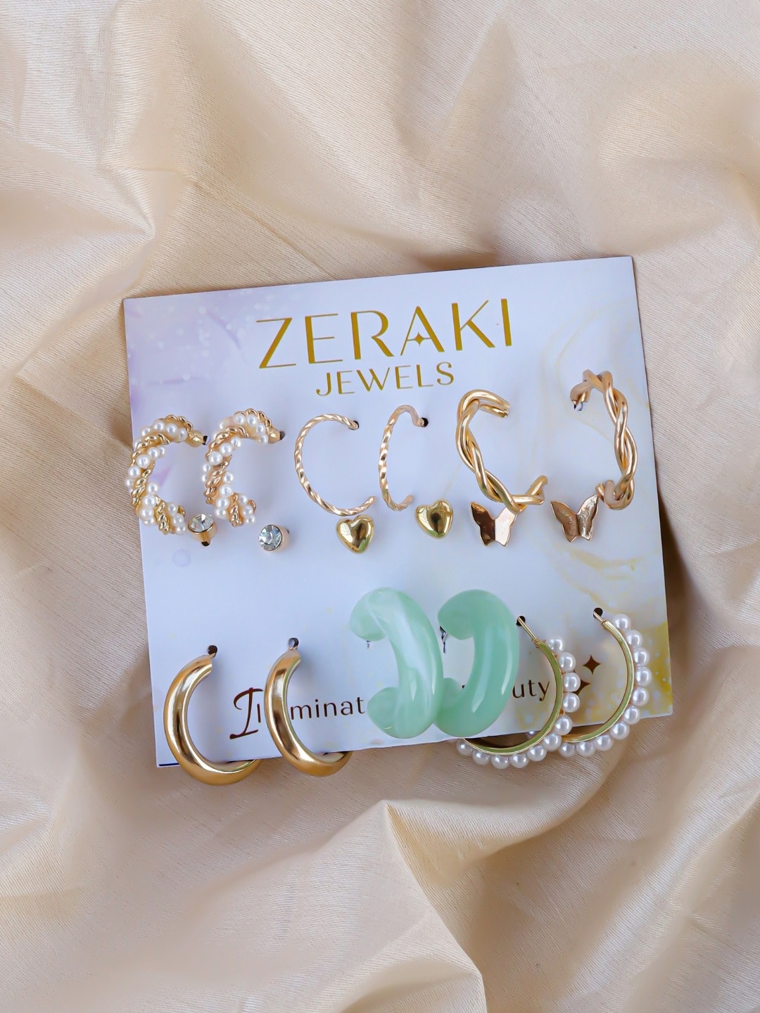 

Zeraki Jewels Set Of 9 Gold-Plated Earrings