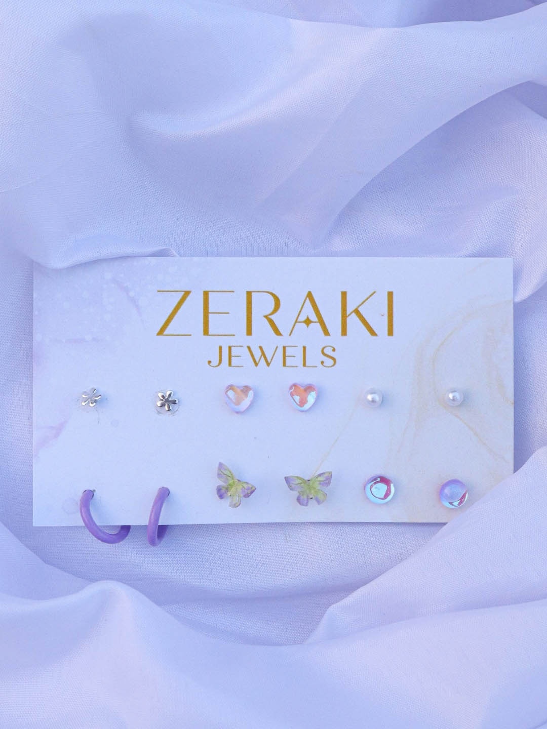 

Zeraki Jewels Set Of 6 Silver Plated Stud Earrings, Gold