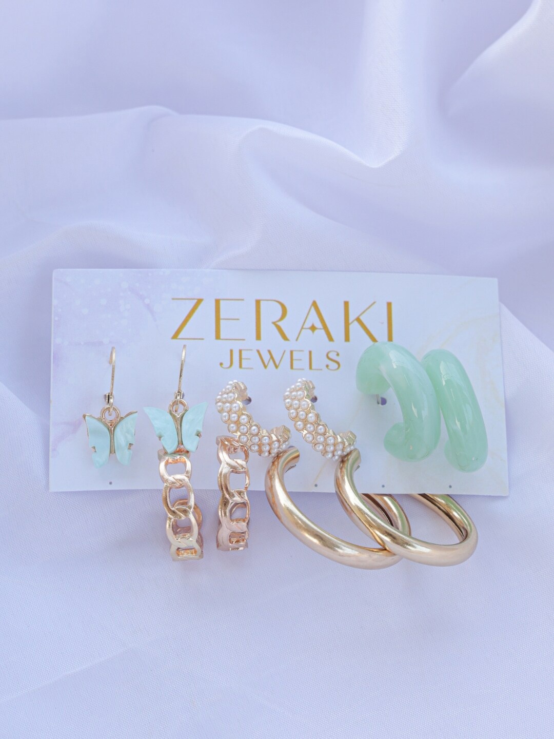 

Zeraki Jewels Set Of 5 Gold Plated Hoop Earrings, Rose gold