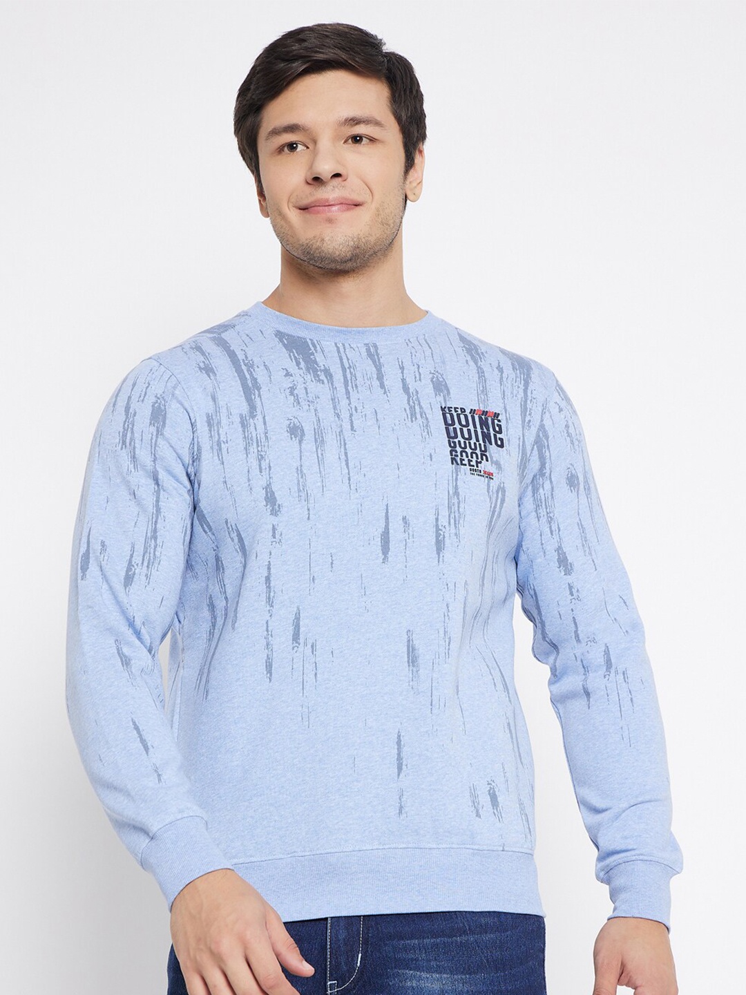 

98 Degree North Abstract Printed Long Sleeves Pullover, Blue
