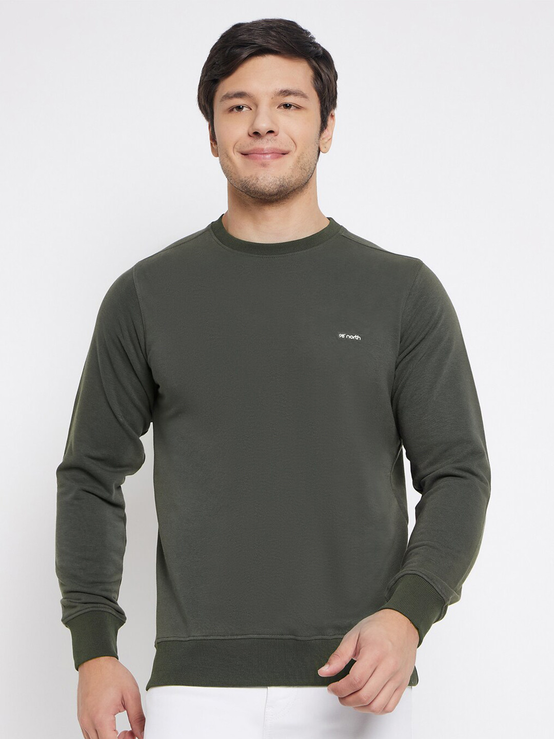 

98 Degree North Round Neck Long Sleeves Fleece Pullover, Olive