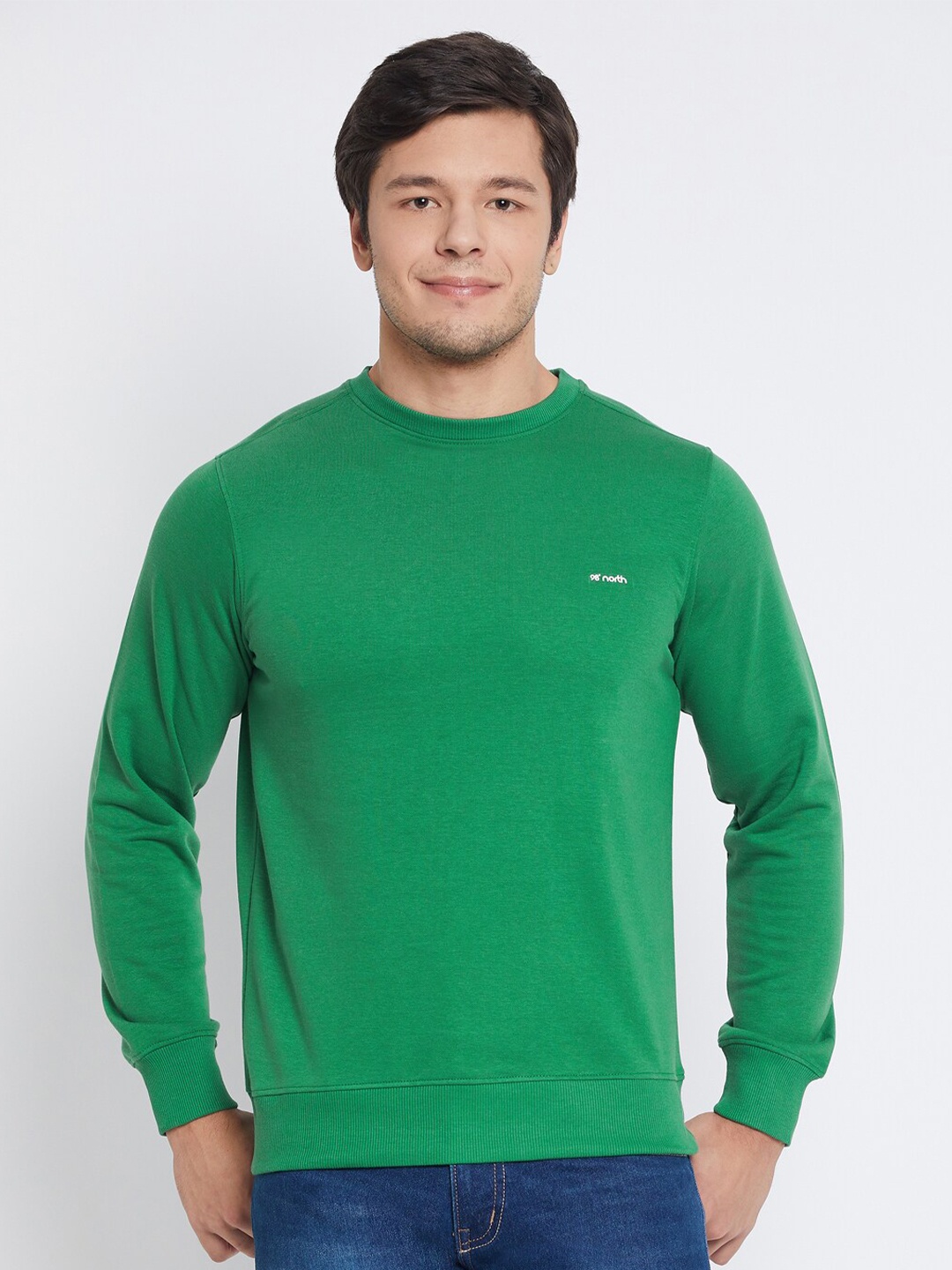 

98 Degree North Round Neck Long Sleeves Fleece Pullover, Green