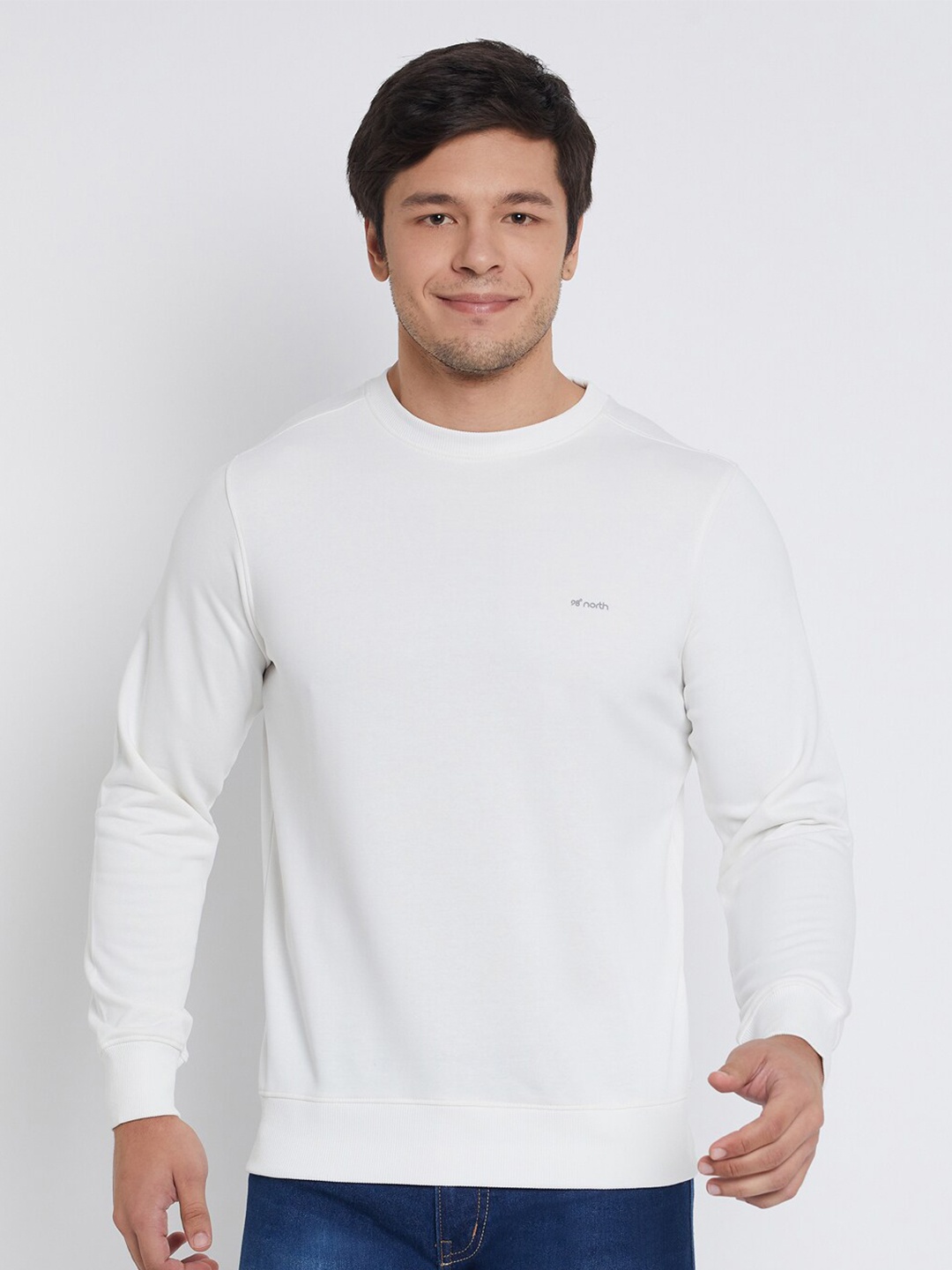 

98 Degree North Round Neck Long Sleeves Fleece Pullover, Off white