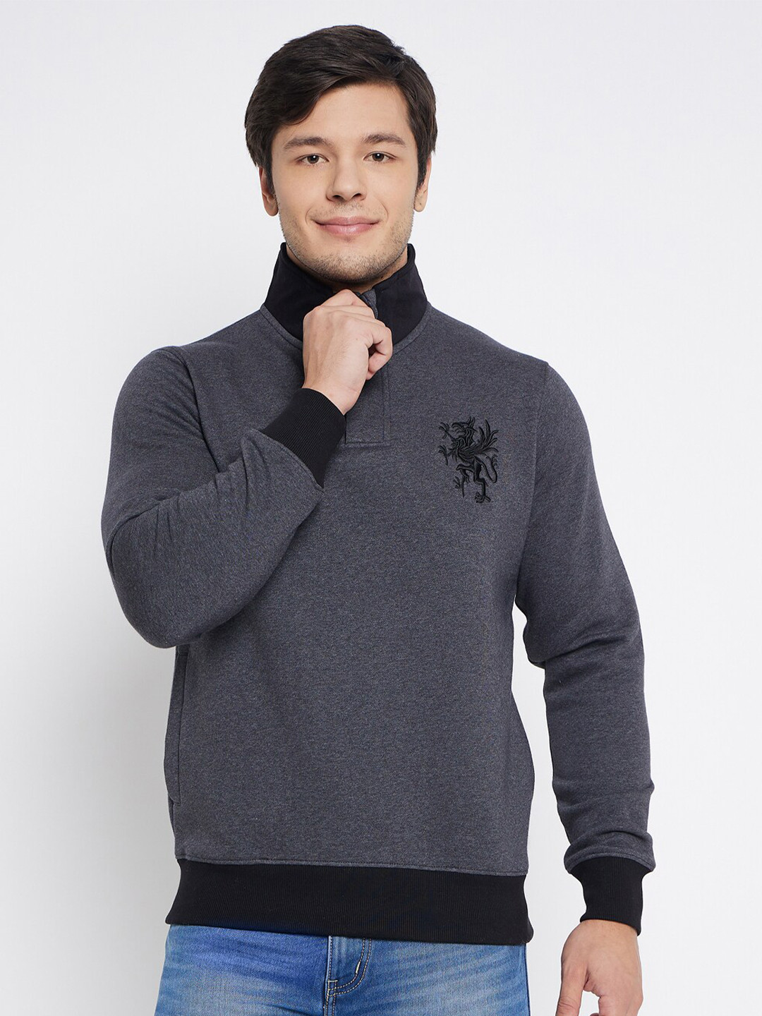 

98 Degree North Mock Collar Pullover Fleece Sweatshirt, Grey