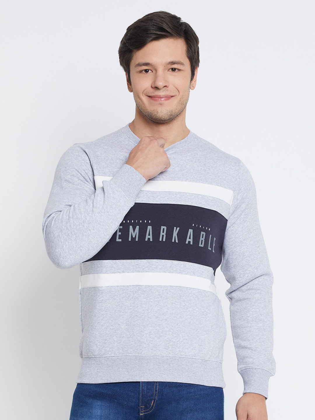 

98 Degree North Colourblocked Fleece Sweatshirt, Grey