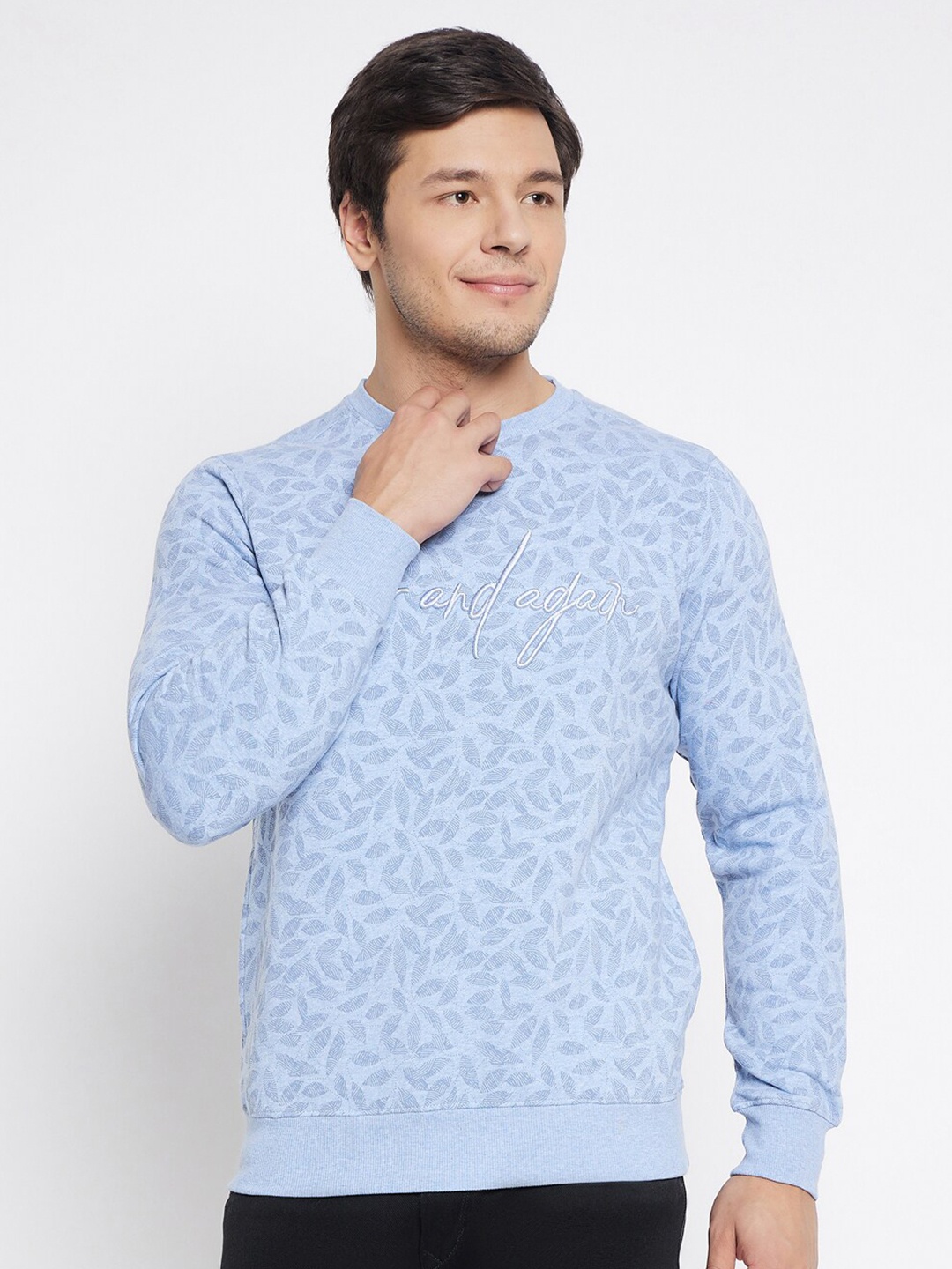 

98 Degree North Floral Printed Fleece Pullover Sweatshirt, Blue