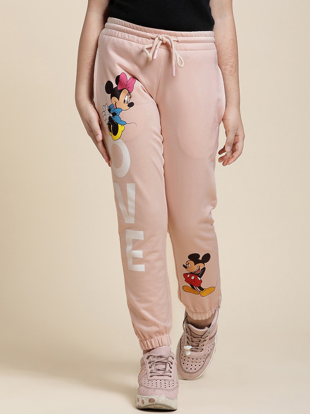 

Kids Ville Girls Mickey & Friends Printed Joggers, Pink