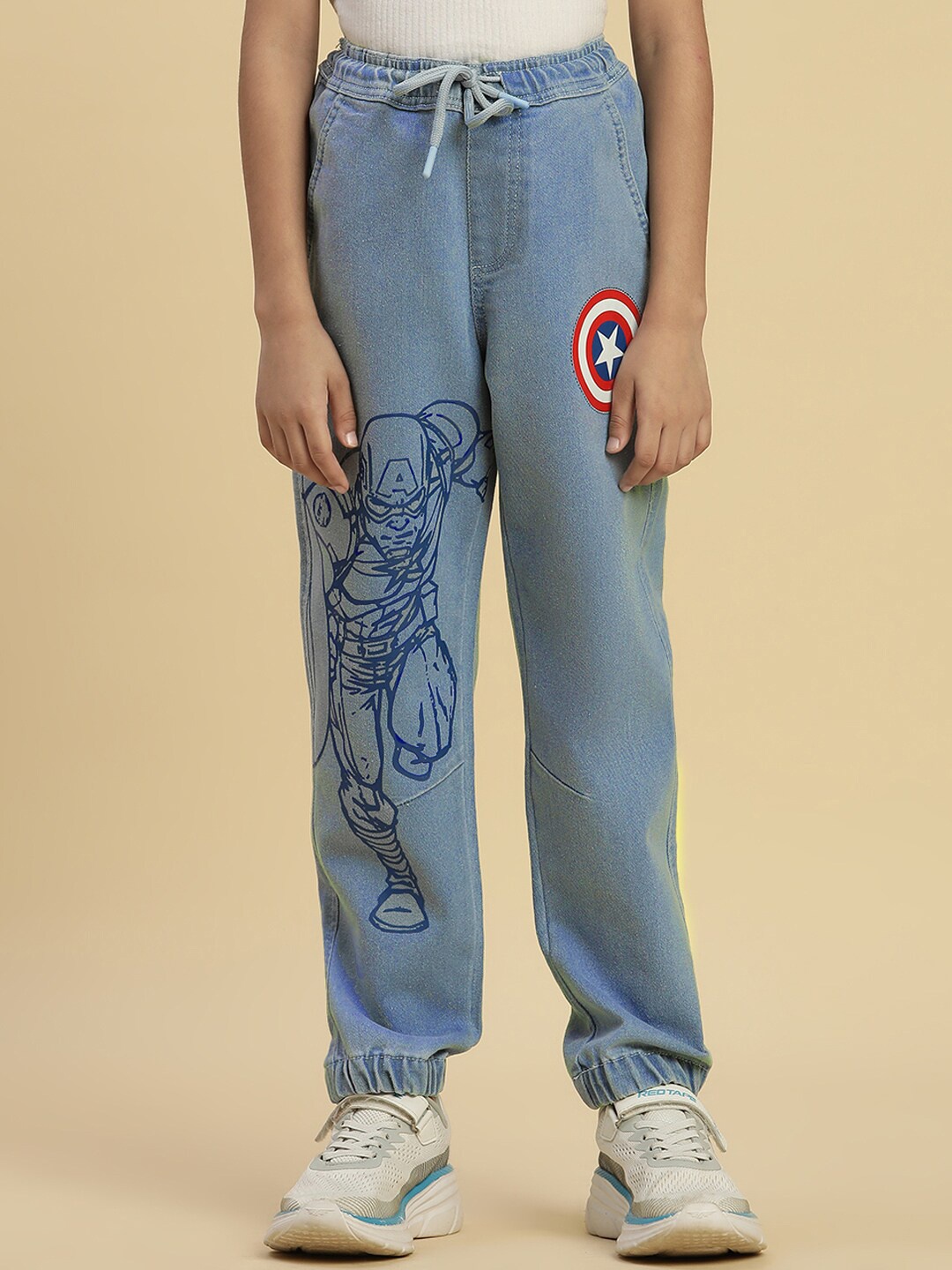 

Kids Ville Boys Captain America Printed Cotton Joggers, Blue