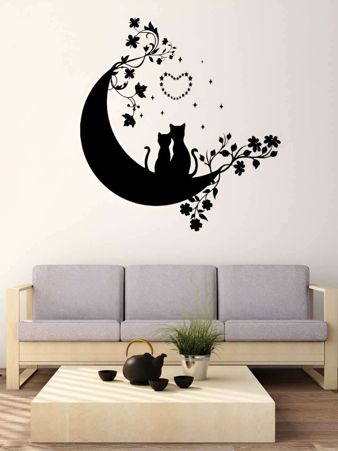 

CVANU Black Little Cats Transparent Self-Adhesive Vinyl Wall Sticker