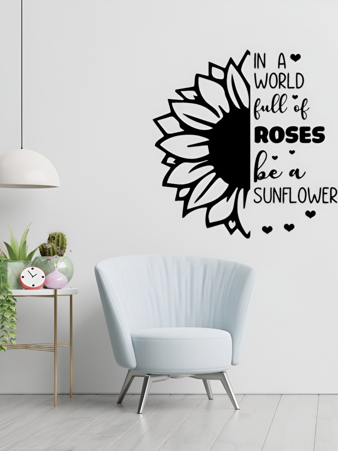 

CVANU Black Sunflower Quote Transparent Self-Adhesive Vinyl Wall Sticker