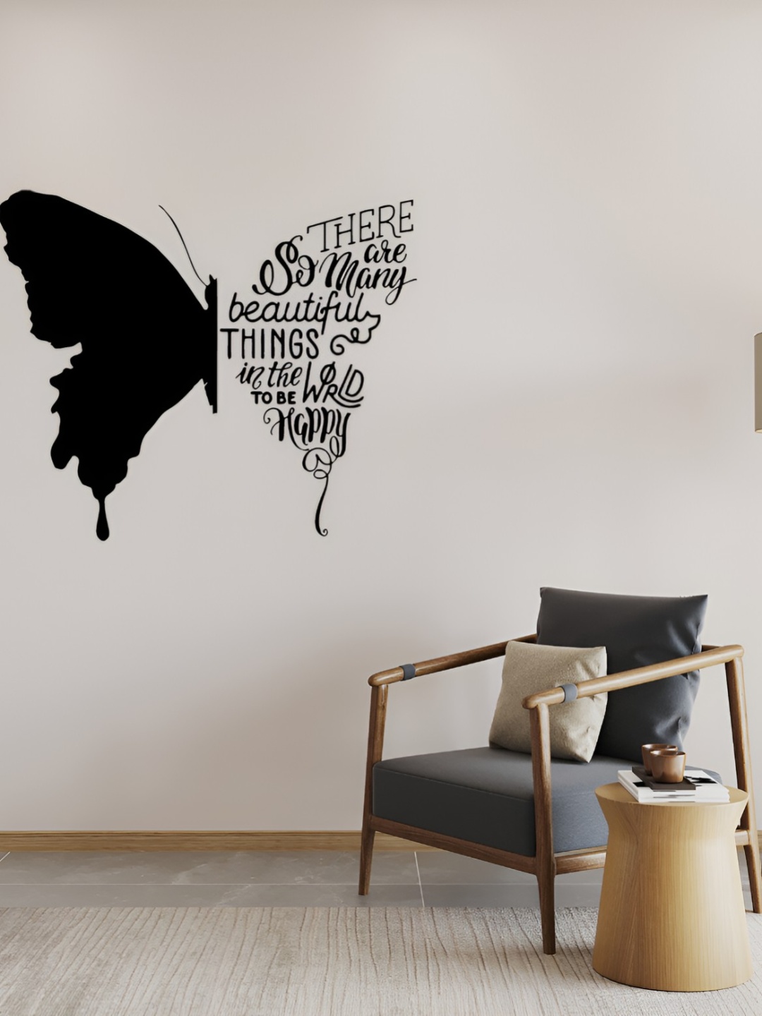 

CVANU Black Butterfly Quote Transparent Self-Adhesive Vinyl Wall Sticker
