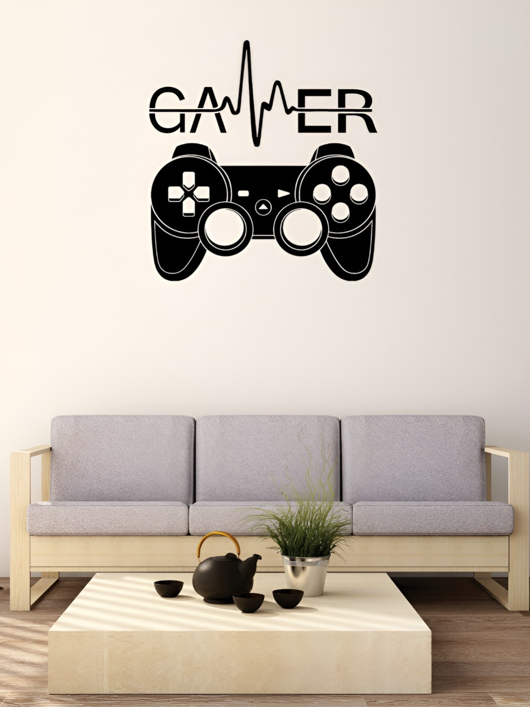

CVANU Gamer Transparent Self-Adhesive Vinyl Wall Sticker, Black