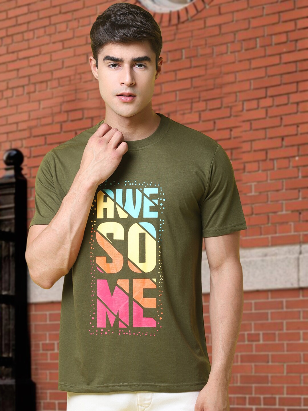 

Tee Projekt Typography Printed T-shirt, Olive