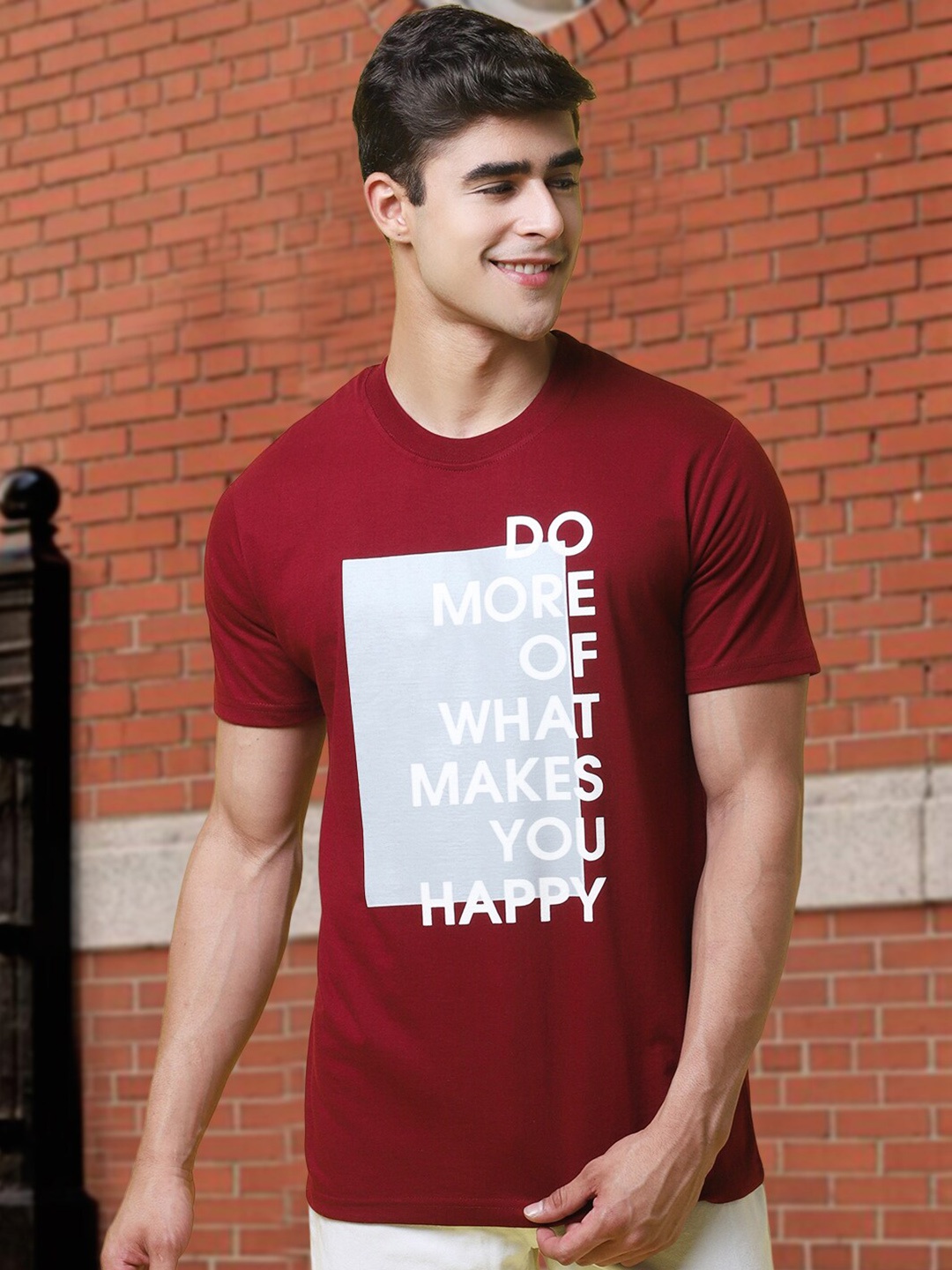 

Tee Projekt Typography Printed Round Neck T-shirt, Maroon