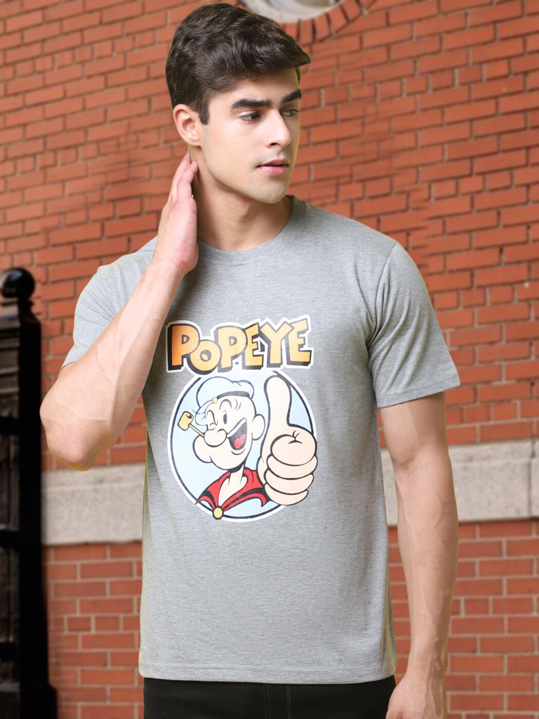 

Tee Projekt Popeye Printed Round Neck T-shirt, Grey