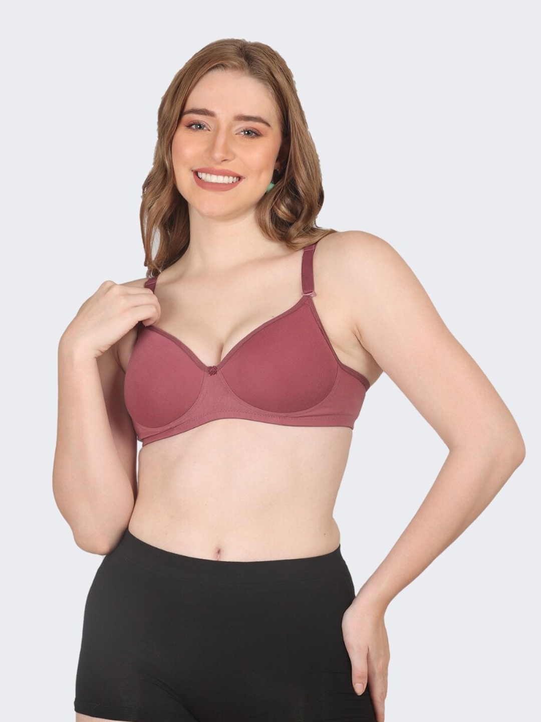 

POOJA RAGENEE Non-Wired Everyday Bra Full Coverage Lightly Padded, Pink