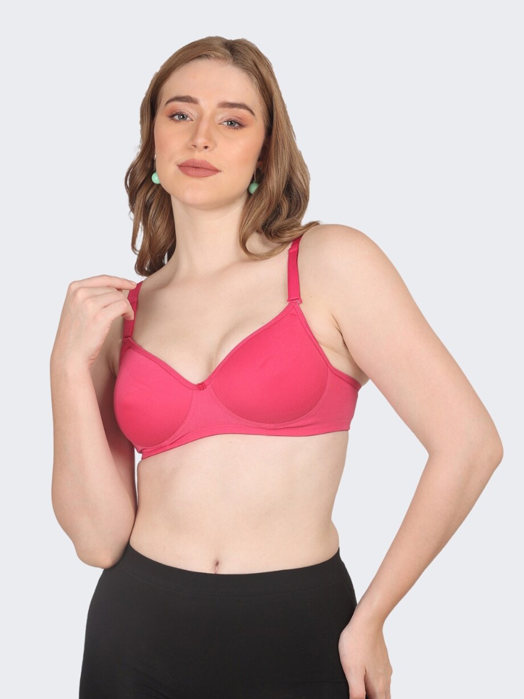 

POOJA RAGENEE Everyday Bra Non-Wired Full Coverage Lightly Padded, Magenta