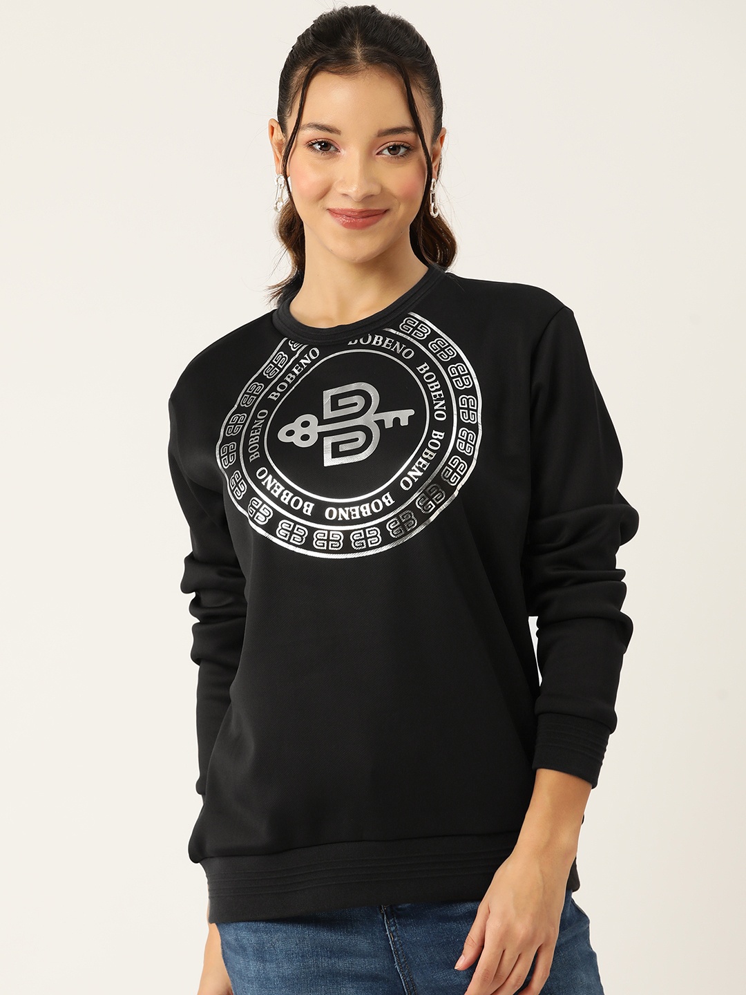 

Bobeno Milano Printed Fleece Sweatshirt, Black