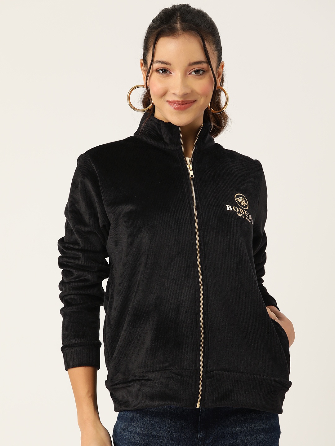 

Bobeno Milano Brand Logo Printed Fleece Sweatshirt, Black