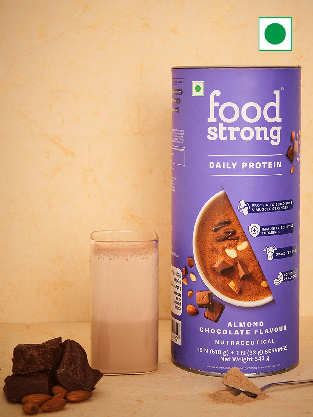 

Foodstrong Proteins Almond Chocolate Flavour -543 gms, Purple