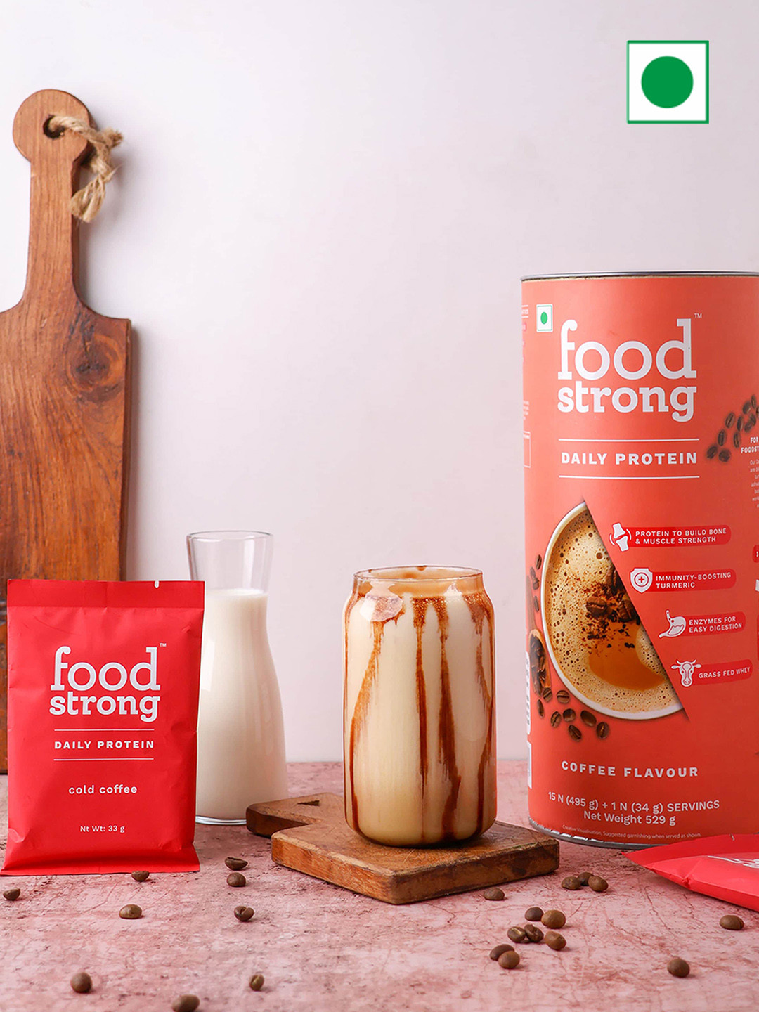 

Foodstrong Daily Protein Cold Coffee Flavour- 529 gms, Pink